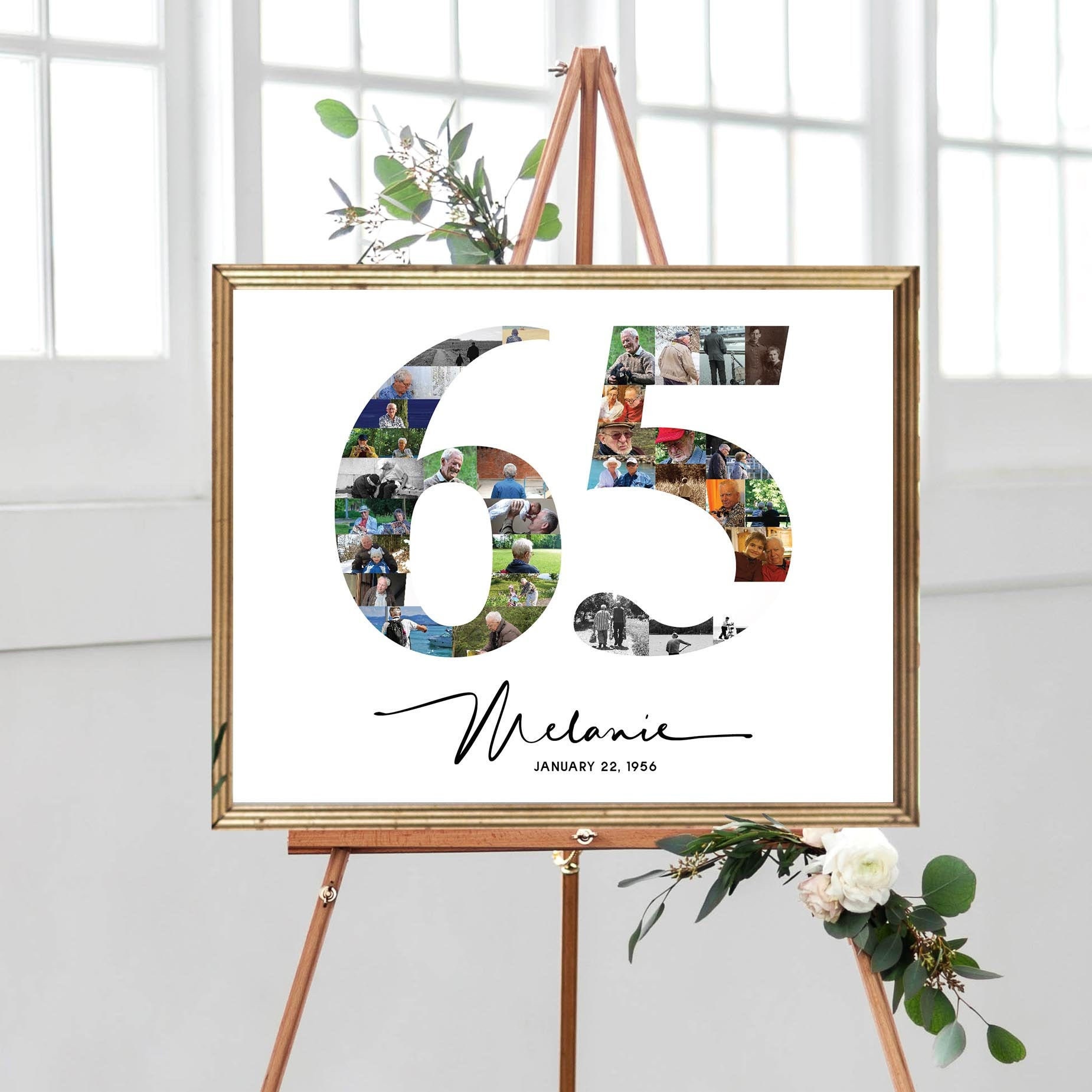 NEW! 65th Birthday Photo Collage, Number 65 Picture Collage, Custom ...