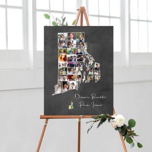 Rhode Island Kaart Foto Collage, Rhode Island Vorm Wall Art, Personalizd Foto Collage, Home State Photo Decor Idee, DIGITALE BESTANDEN!