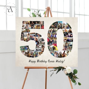 50th Birthday Photo Collage, Custom Number 50 Picture Collage, Anniversary Gift Idea for Him, Birthday Party Decorations, DIGITAL FILES!