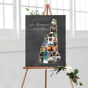 New Hampshire Kaart Foto Collage, New Hampshire State Wall Art Decor, Gepersonaliseerde Staat Foto Collage, Foto cadeau voor hen, DIGITALE BESTANDEN!