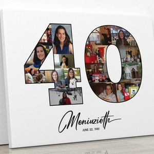 40th Picture Collage, Number 40 Photo Poster, 40th Birthday Gift for Him, Photo Collage Gift for Her, Party Decor Collage, DIGITAL FILES!