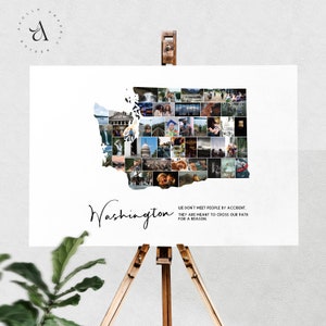 Washington Map Photo Collage, Washington State Map Wall Art, Personalizd Photo Collage, Home State Photo Decor Idea, FICHIERS NUMÉRIQUES !
