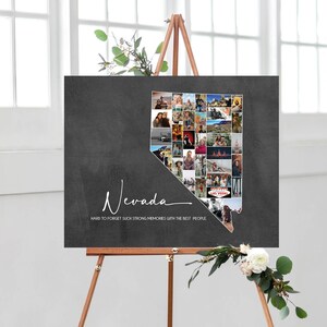 Nevada kaart fotocollage, Nevada staat kaart kunst aan de muur, gepersonaliseerde vakantie fotocollage, geheugen foto cadeau voor hen, digitale bestanden!