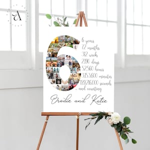 Custom 6th Anniversary Gift, Number 6 Photo Collage, Anniversary Gift for Couple, 6 Year Wedding Anniversary, Picture Wall Art, Digital File