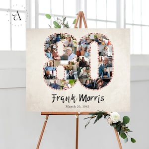 Numero 80 Photo Collage, 80th Birthday Gift Collage, 80th Anniversary Gift per i genitori, Idea decorazione compleanno, Poster fotografico, FILE DIGITALE