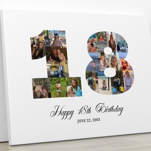 18th Birthday Photo Collage, Number 18 Picture Collage, 18th Birthday Gift for Him, Graduation Gift for Her, BDay Party Decor, DIGITAL FILES