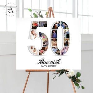 50th Birthday Photo Collage, Personalized Number 50 Picture Collage, Gift Idea for Him, Personalized Picture Collage for Her, DIGITAL FILES