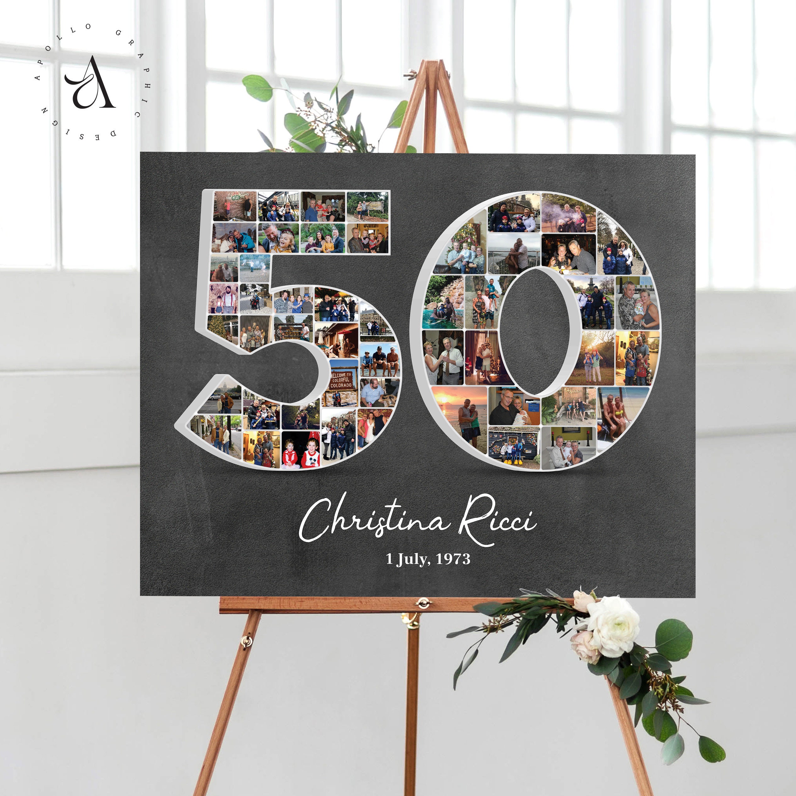 Number 50 Photo Collage, 50th Anniversary Collage Gift, Custom Picture ...