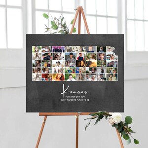 Kaart van Kansas Photo Collage, Kansas State Map Wall Art, gepersonaliseerde verjaardag fotocollage, geheugen fotocadeau voor hen, DIGITALE BESTANDEN!