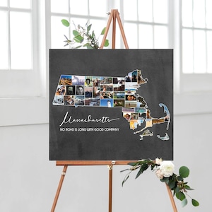 Massachusetts Photo Collage, Massachusetts Wall Art Decor, gepersonaliseerde Home State Photo Collage, Foto Cadeau Ideeën voor haar, DIGITALE BESTANDEN!