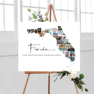 Florida State Photo Collage, Florida Map Wall Art, Gepersonaliseerde Verjaardag Fotocollage, Memory Photo Cadeau voor haar, DIGITALE BESTANDEN!