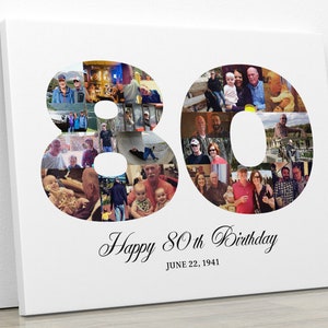 80th Birthday Photo Collage, Number 80 Picture Collage, 80th Birthday Gift for Him, Photo Gift for Nana, Birthday Decoration, DIGITAL FILES!