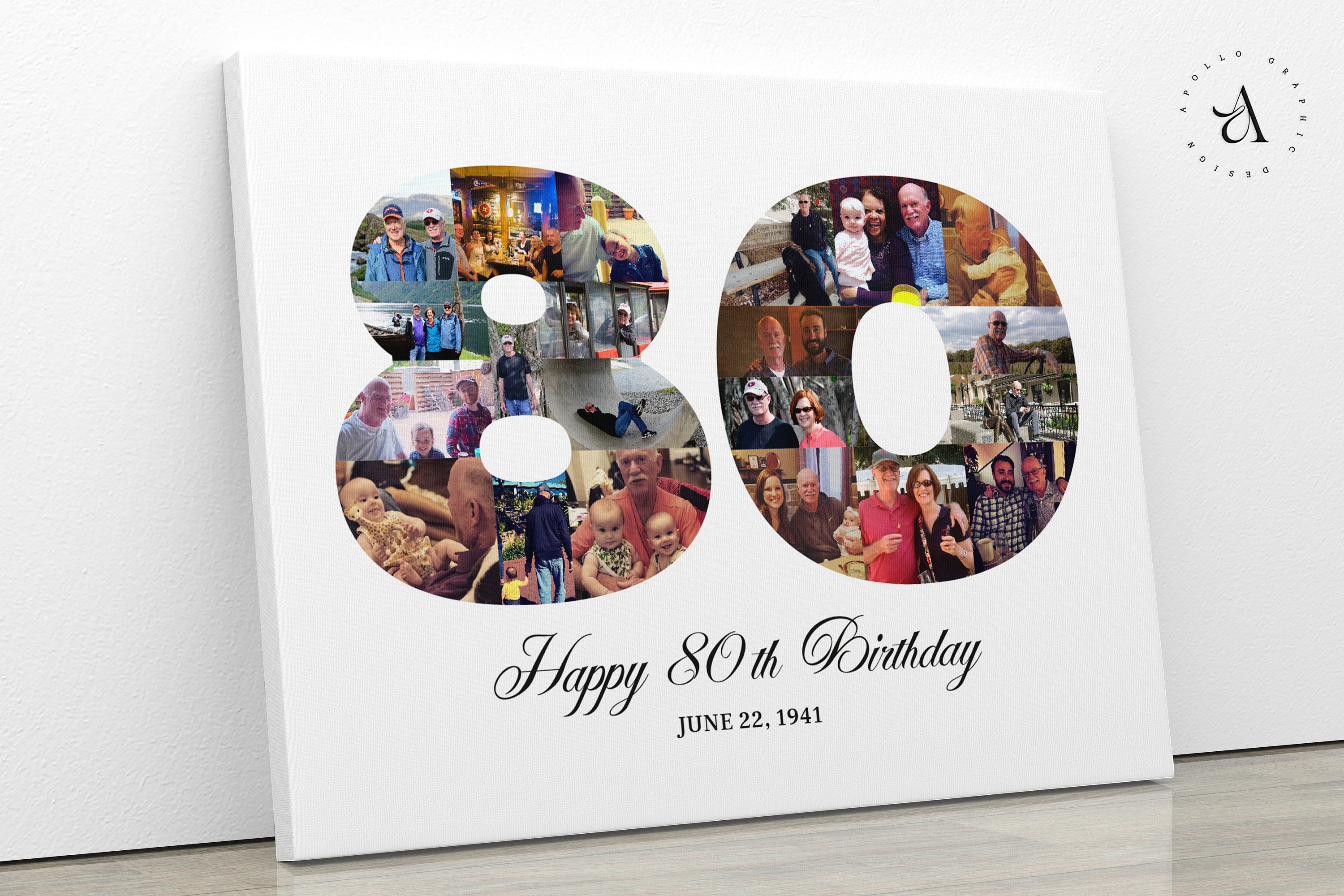 80th Birthday Photo Collage, Number 80 Picture Collage, 80th Birthday Gift for Him, Photo Gift for Nana, Birthday Decoration, DIGITAL FILES!