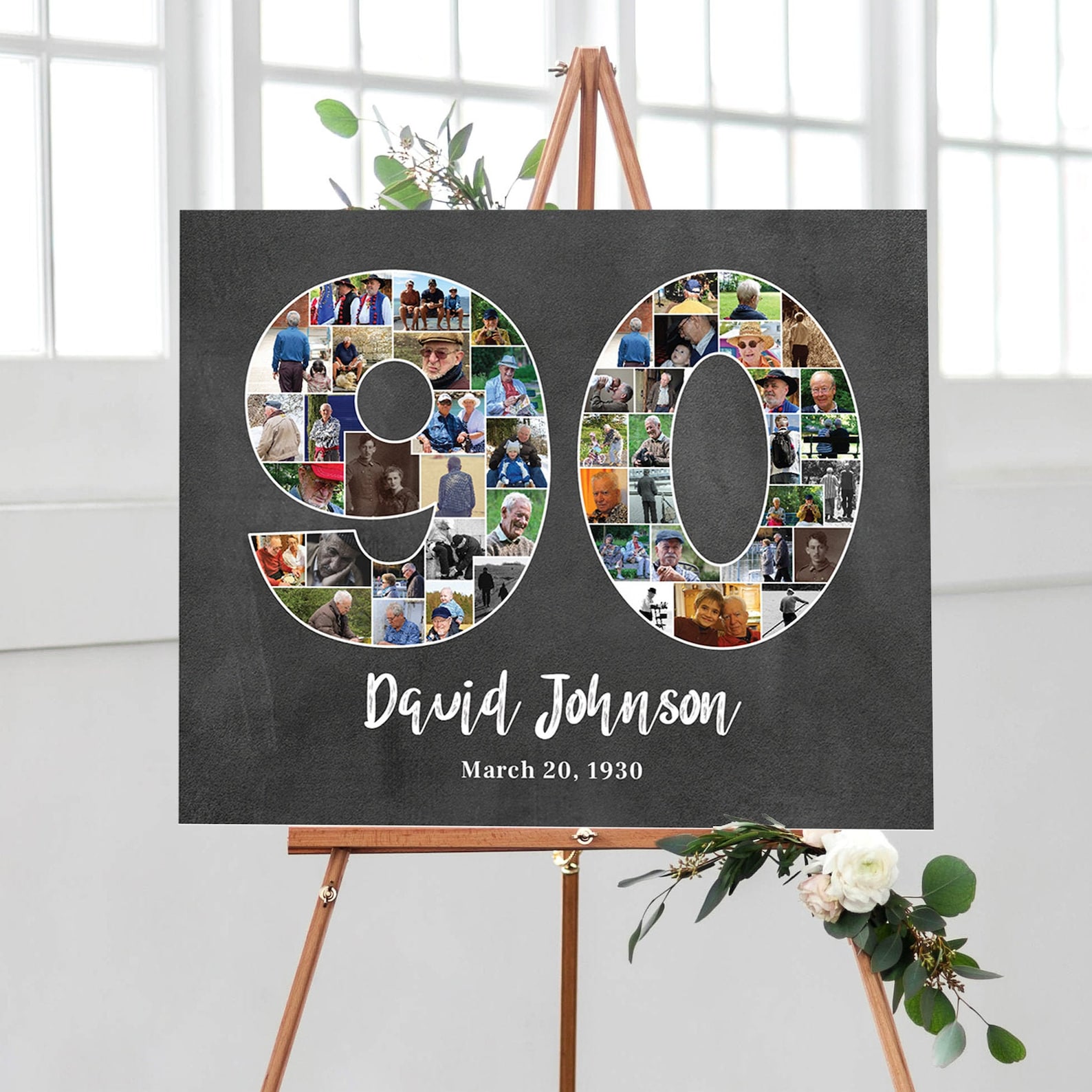 90th Birthday Photo Collage, Personalized Number 90 Picture Collage ...