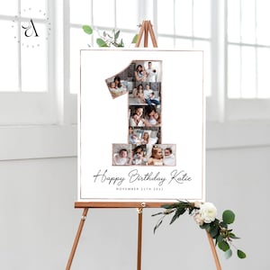 Collage de fotos de 1er cumpleaños, cartel del primer año del bebé con fotos, 1er cumpleaños del bebé, número de collage de fotos personalizado, ARCHIVOS DIGITALES!