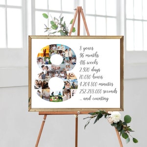 8 Years Anniversary Collage, Number 8 Photo Wall Art, 8th Anniversary Gift for Husband, Personalized Anniversary Photos, DIGITAL FILES