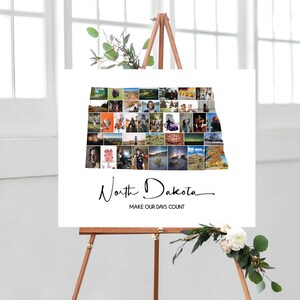 North Dakota Photo Collage, North Dakota State Map Wall Art, gepersonaliseerde geheugen fotocollage, fotocadeau-ideeën voor hen, DIGITALE BESTANDEN!