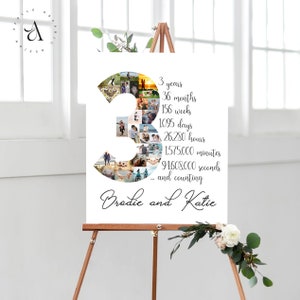 Custom 3rd Anniversary Gift, Number 3 Photo Collage, Anniversary Gift for Couple, 3 Year Wedding Anniversary, Picture Wall Art, Digital File