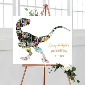 Dinosaur Photo Collage, Dinosaur Photo Gift, Dinosaur Party Decor, Anniversary Gift for Him, Custom Birthday Photo Collage, DIGITAL FILES!