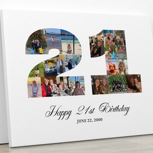 21st Birthday Photo Collage, Number 21 Picture Collage, 21st Birthday Gift for Him, Photo Collage Gift for Her, Party Decor, DIGITAL FILES!