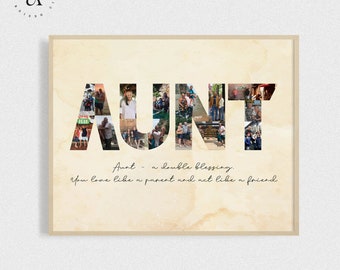 AUNT Photo Collage, Aunt Birthday Picture Collage, Auntie Photo Gifts, Birthday Gift for Auntie, Anniversary Party Decoration, DIGITAL FILES