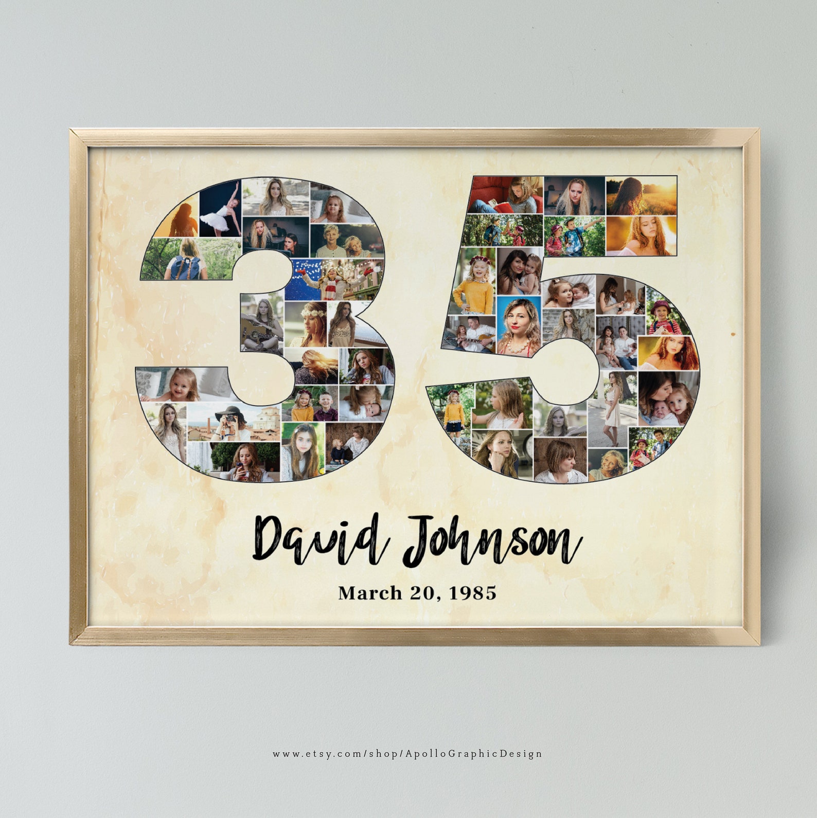 Number 35 Photo Collage, Custom 35th Birthday Pictures Collage, 35th ...