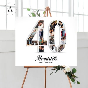 Number 40 Anniversary Gift, 40th Birthday Photo Collage, Custom Gift Idea for Him, Personalized Picture Collage for Her, DIGITAL FILES