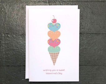 Valentine's Day Card Set | Ice Cream Hearts - Set of 8