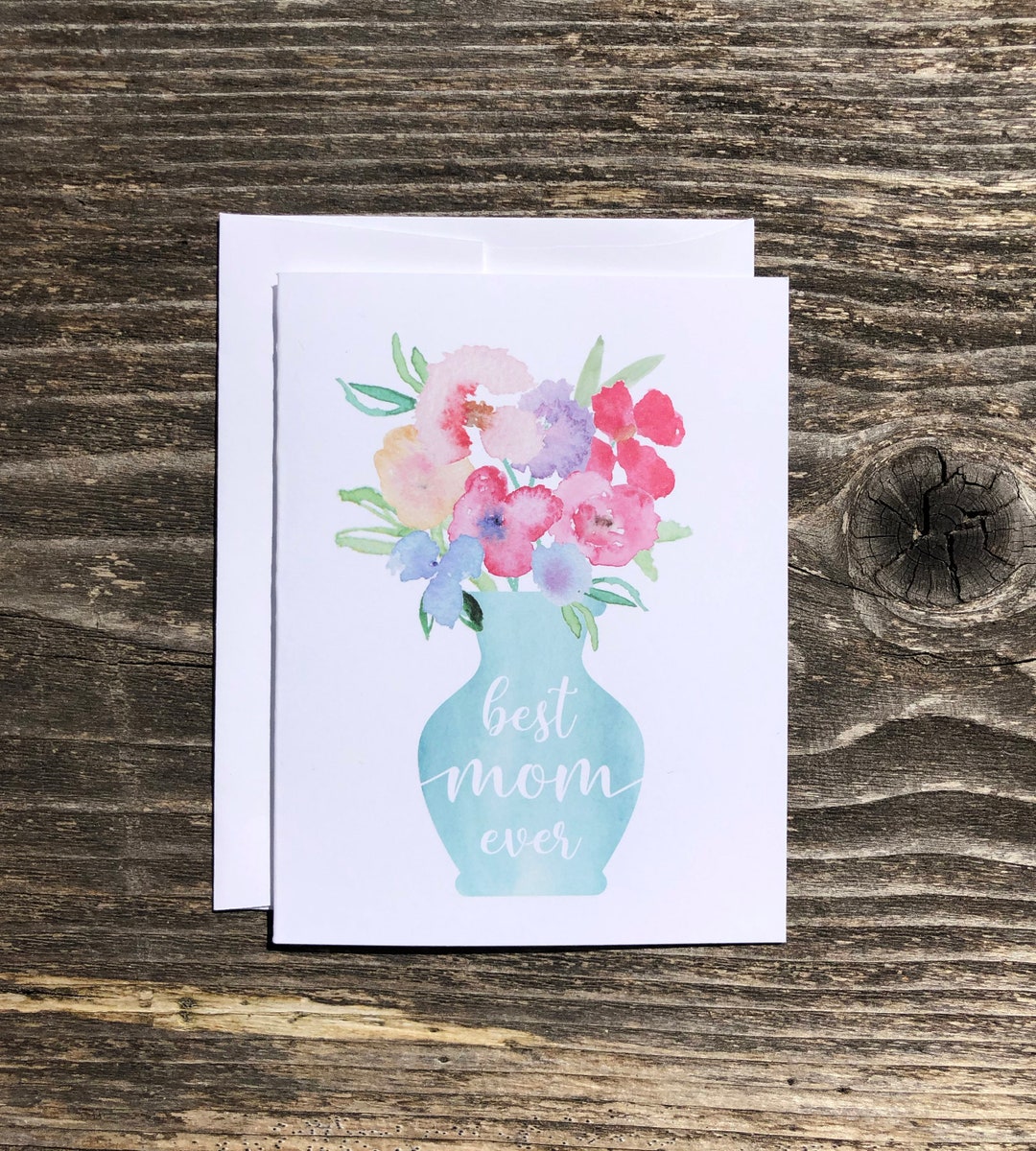Watercolor Floral Vase Mother's Day Card - Etsy
