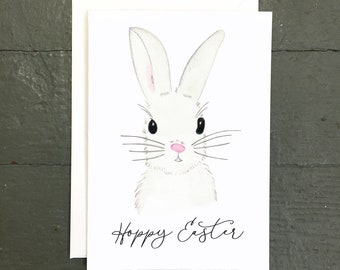 Watercolor Bunny Easter Card Set: Hand-Drawn, Set of 8