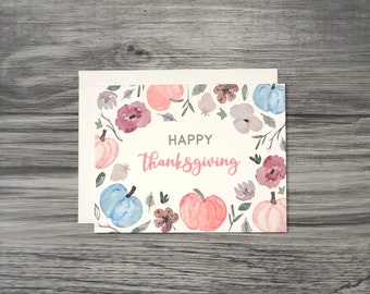 Thanksgiving Card Set | Floral Pumpkins - Set of 8