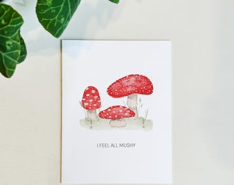 Valentine's Day Card Set | Feeling Mushy | Punny Valentine | Set of 8 Cards