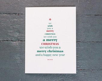 Christmas Card Set | Christmas Tree | We Wish You a Merry Christmas - Set of 8