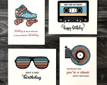 Happy Birthday Card Set | Retro Birthday - Set of 8