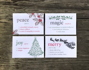 | de cartes de Noël Vintage Holiday Meanings - Ensemble de 8