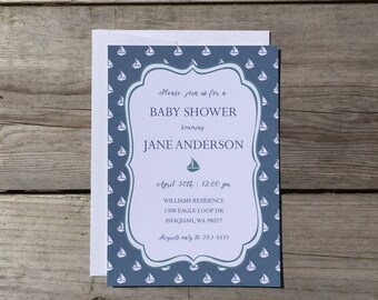 Baby Shower Invitation | Sailboat - Printed