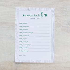 Baby Shower Advice Card | Woodland Wishes for Baby - Printed