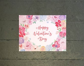 Valentine's Day Card Set | Watercolor Floral Bouquet - Set of 8