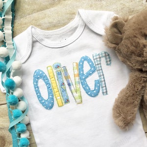 Personalized Embroidered Appliqued Baby Bodysuit, Baby Shower Gift, Baby Boy Clothes, Personalized Boy Shirt, Custom Boy Clothes