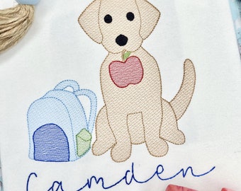 Personalized Back to School Shirt, 1st Day of School Shirt, Puppy Dog's 1st Day of School, Embroidered Kindergarten Shirt, School Outfit