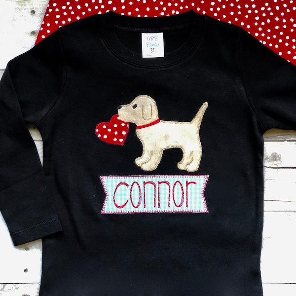 Personalized Valentines Shirt,  Personalized Valentines Puppy T-Shirt, Toddler Boys Valentines Clothes, Personalized Boy Clothing