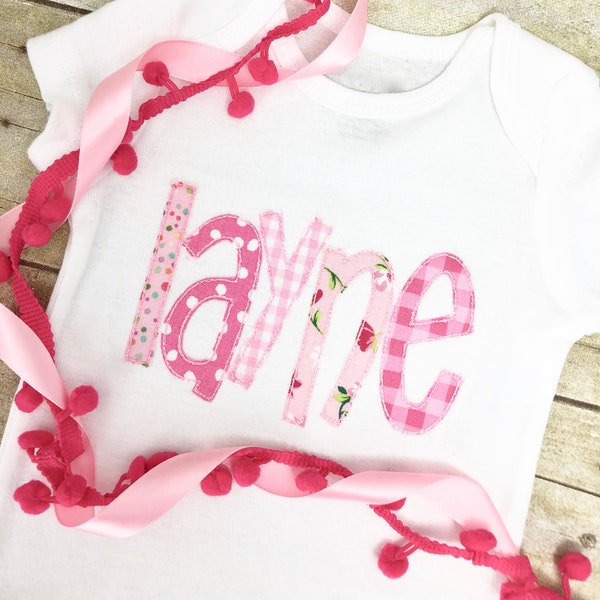 Personalized Baby Girl Onesie, Personalized Girl Shirt, Embroidery, Girl Clothes, Baby Clothes, Newborn Clothes, Baby Girl Shirts,