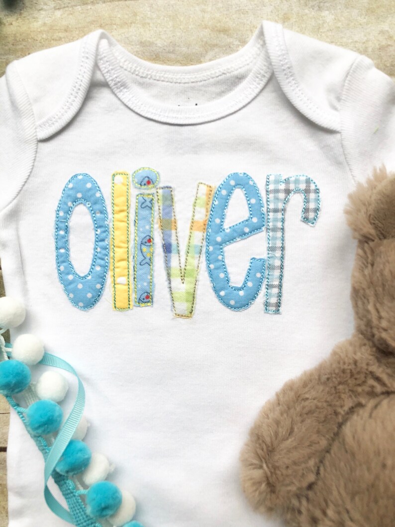 Personalized Embroidered Applique Onesie Newborn Onesie Baby Etsy