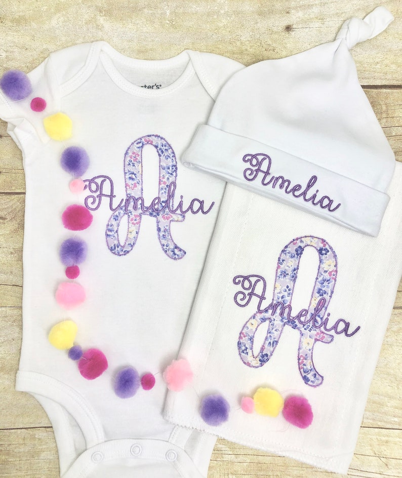 Personalized Newborn Onesie Hat Burp Cloth Infant Onesie Etsy