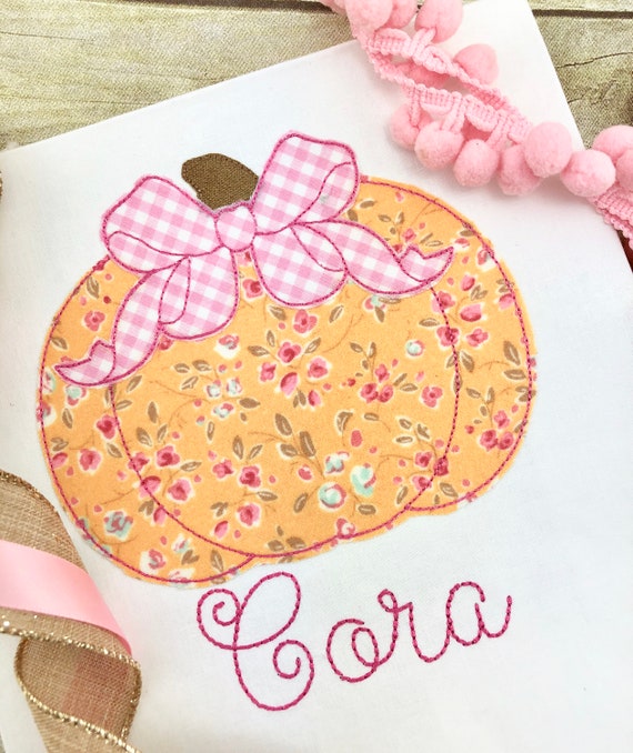 Personalized Embroidered Girl Fall Shirt, Fall Girl Pumpkin Shirt, Personalized Pumpkin Shirt, Embroidered Baby Girl Clothes