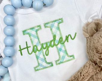 Personalized Monogrammed Baby Boy Bodysuit, Monogrammed Boy Shirt, Baby Shower Gift, Baby Boy Clothes