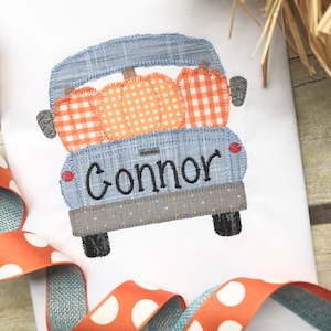 Personalized Embroidered Pumpkin Truck Shirt, Personalized Toddler Boy Clothes, Personalized Baby Boy Bodysuit, Custom Baby Clothes