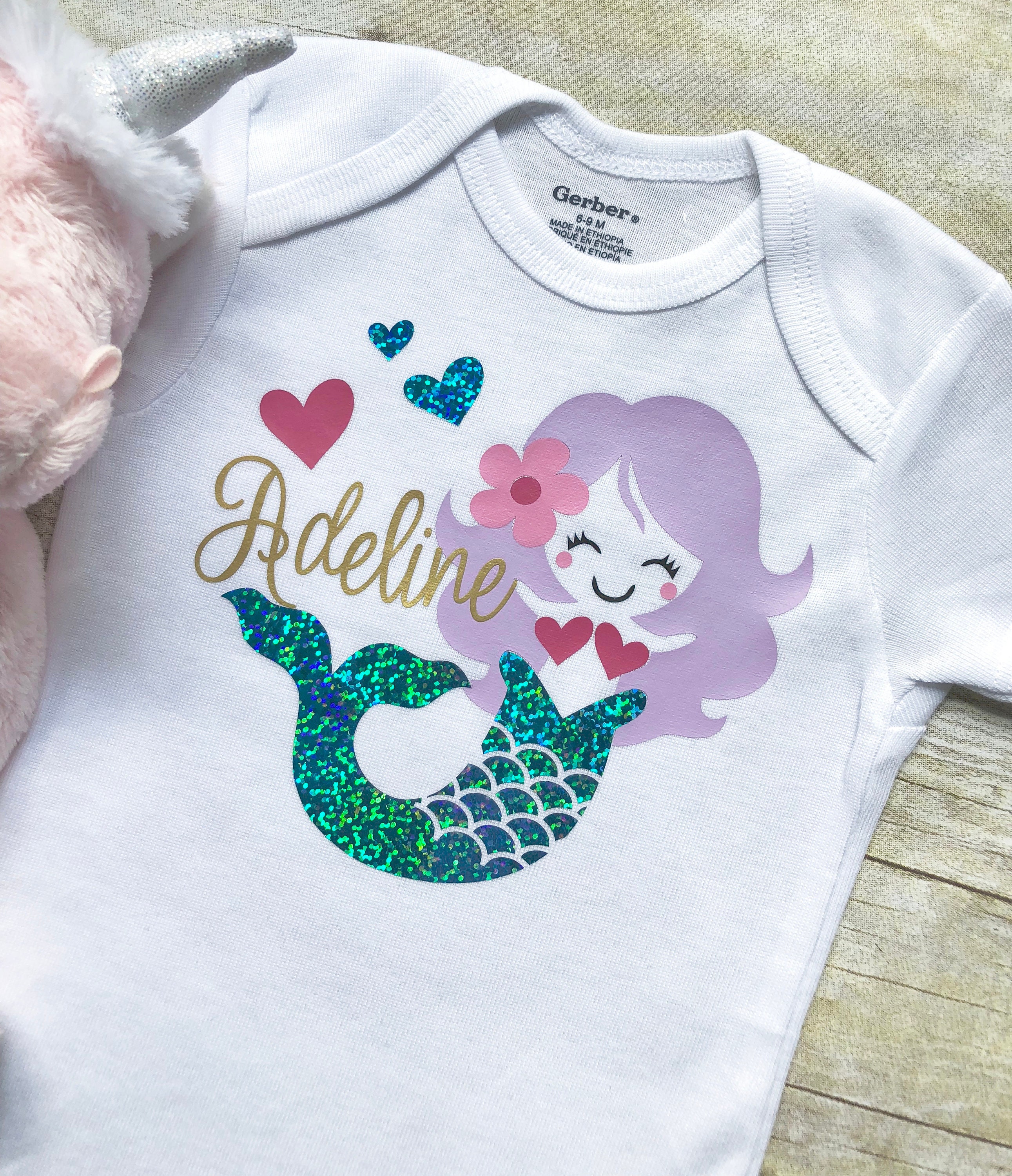 Mermaid Onesie Newborn Onesie Personalized Baby Onesie Baby Etsy