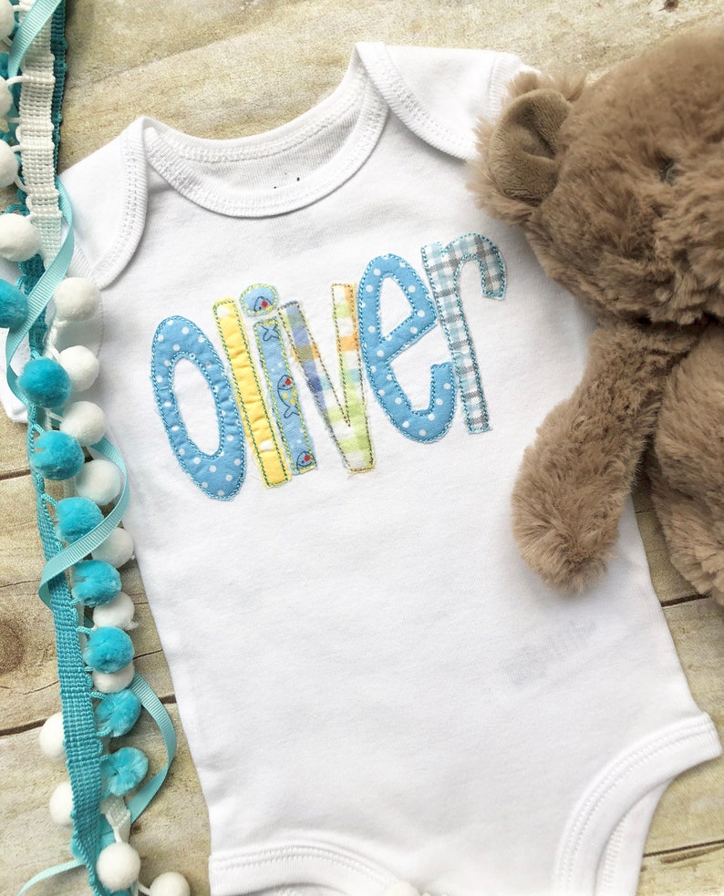 Personalized Embroidered Applique Onesie Newborn Onesie Baby Etsy