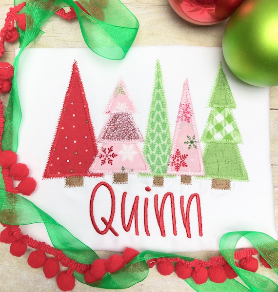Personalized Girl Christmas Tree Shirt, Personalized Baby Christmas Clothing, Baby Girl Shirt, Baby Girl Bodysuit